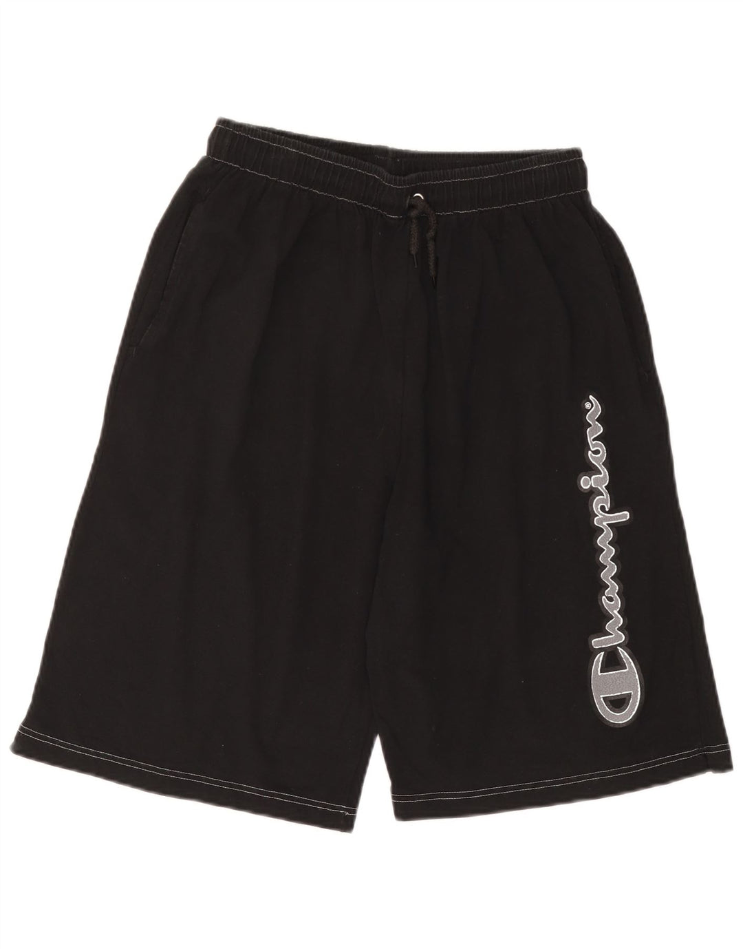Pantaloni scurți sport grafic Champion pentru bărbați, bumbac mediu negru