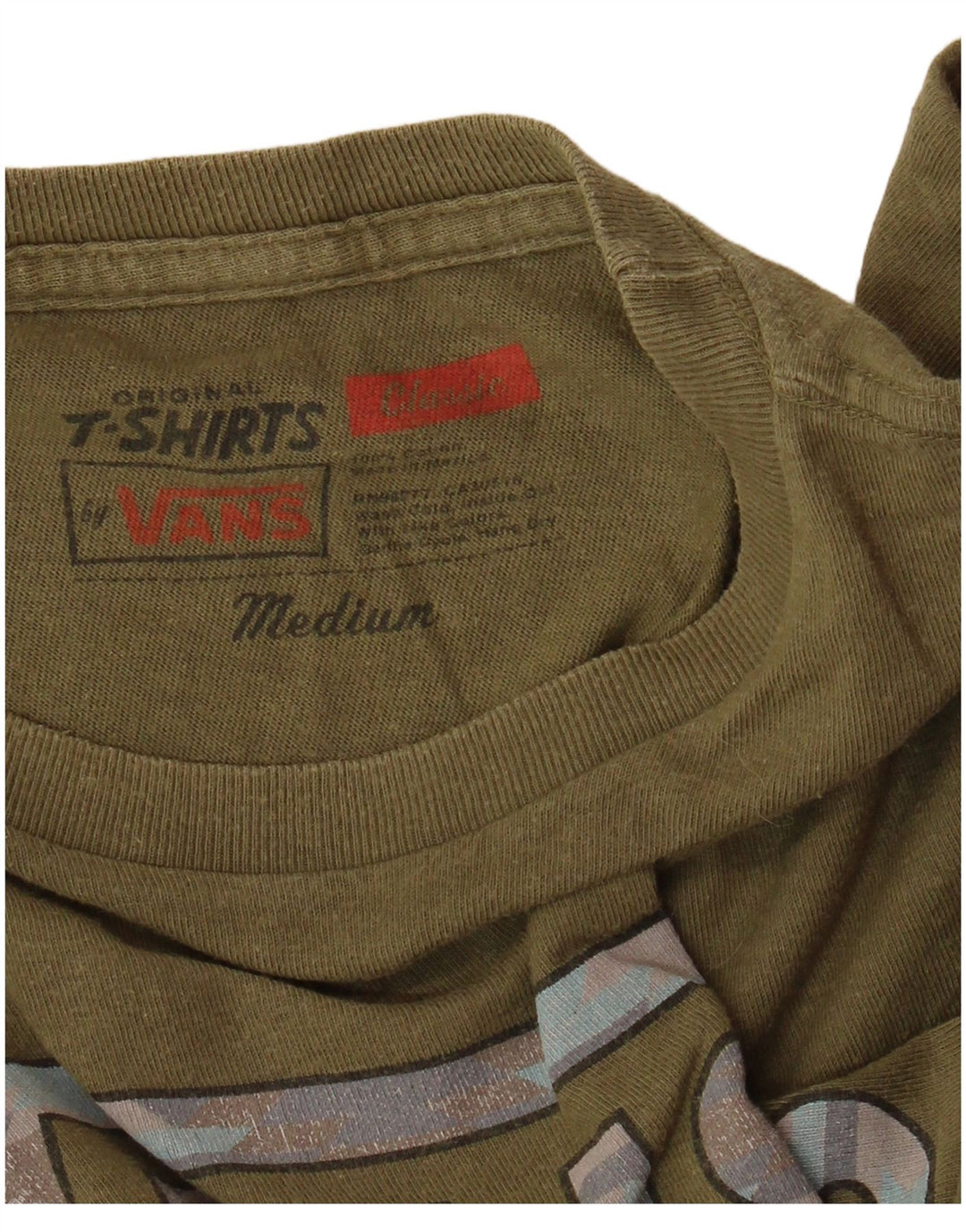 Tricou grafic clasic pentru bărbați VANS Top Mediu Kaki Bumbac