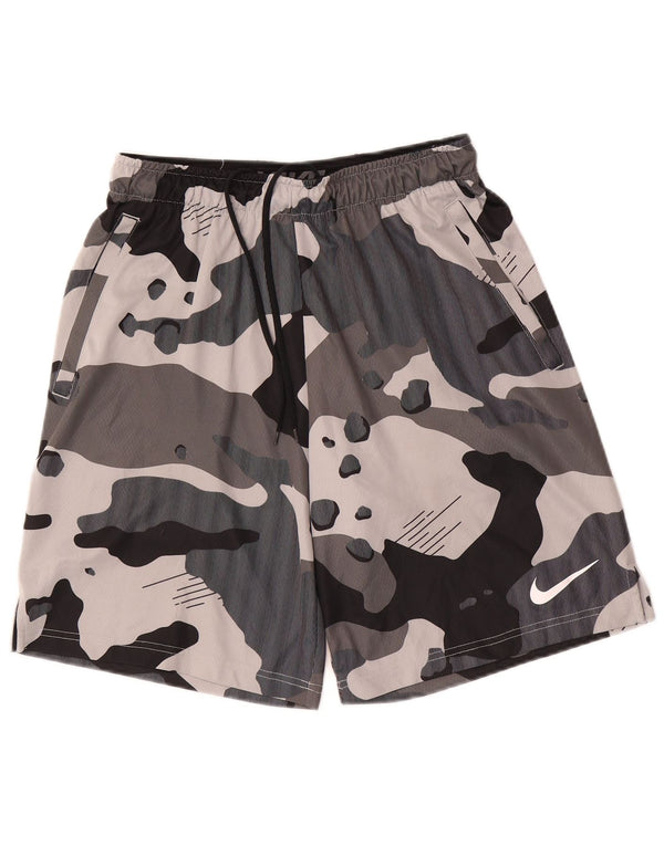 Pantaloni scurți sport Nike Dri Fit pentru bărbați, poliester camuflaj, gri mediu
