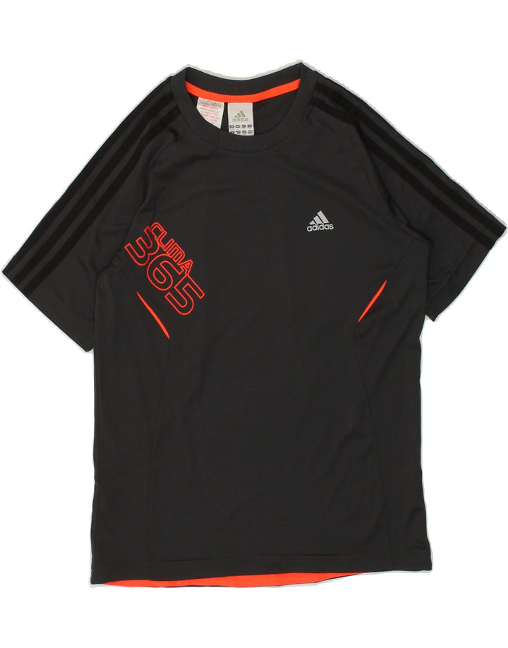 ADIDAS Boys Climalite Graphic T-Shirt Top 13-14 Years Grey Polyester Vintage Adidas and Second-Hand Adidas from Messina Hembry 