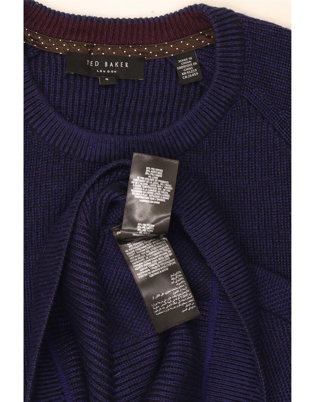 Pulover pentru bărbați Ted Baker cu gâtul turnat, marimea 4, mare, poliester, albastru