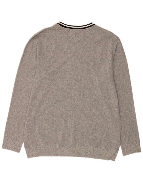 Pulover Calvin Klein pentru bărbați, cu grafică, cu decolteu, cu dungi mari, gri