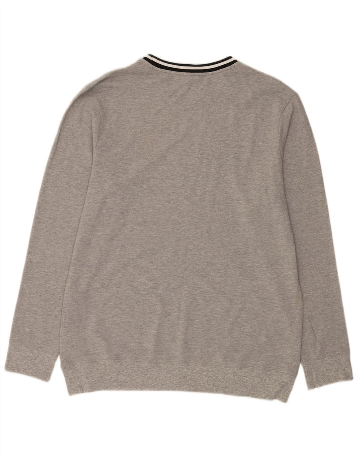 Pulover Calvin Klein pentru bărbați, cu grafică, cu decolteu, cu dungi mari, gri