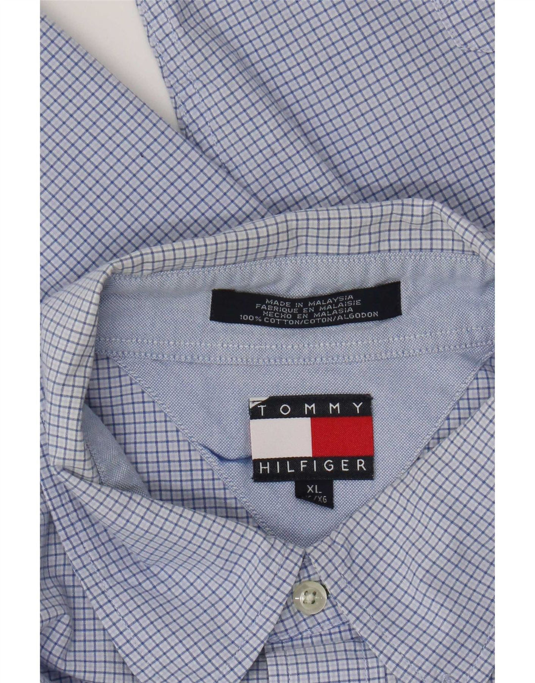 Cămașă pentru bărbați Tommy Hilfiger XL, bumbac cu carouri albastre