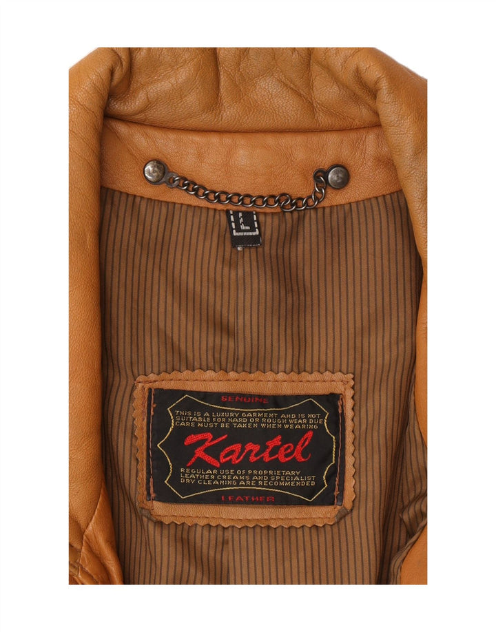 KARTEL Mens Leather Jacket UK 40 Large Brown Leather Vintage Kartel and Second-Hand Kartel from Messina Hembry 