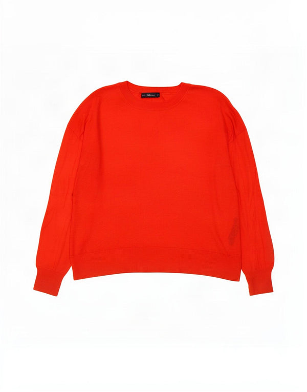 Zara Womens Boat Neck Jumper Sweater UK 14 Medium Red Viscose