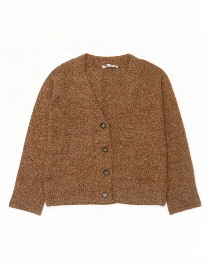Pulover cardigan supradimensionat pentru femei Zara UK 10 Poliester maro mic