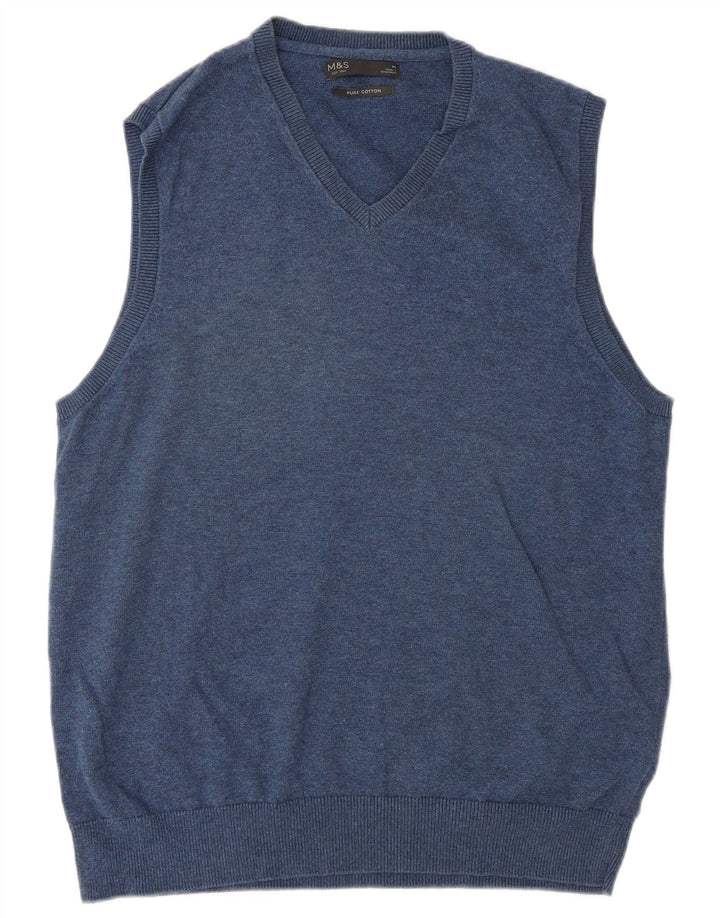 Marks & Spencer Vestă pentru bărbați Tank Top Bumbac Mediu Bleumarin