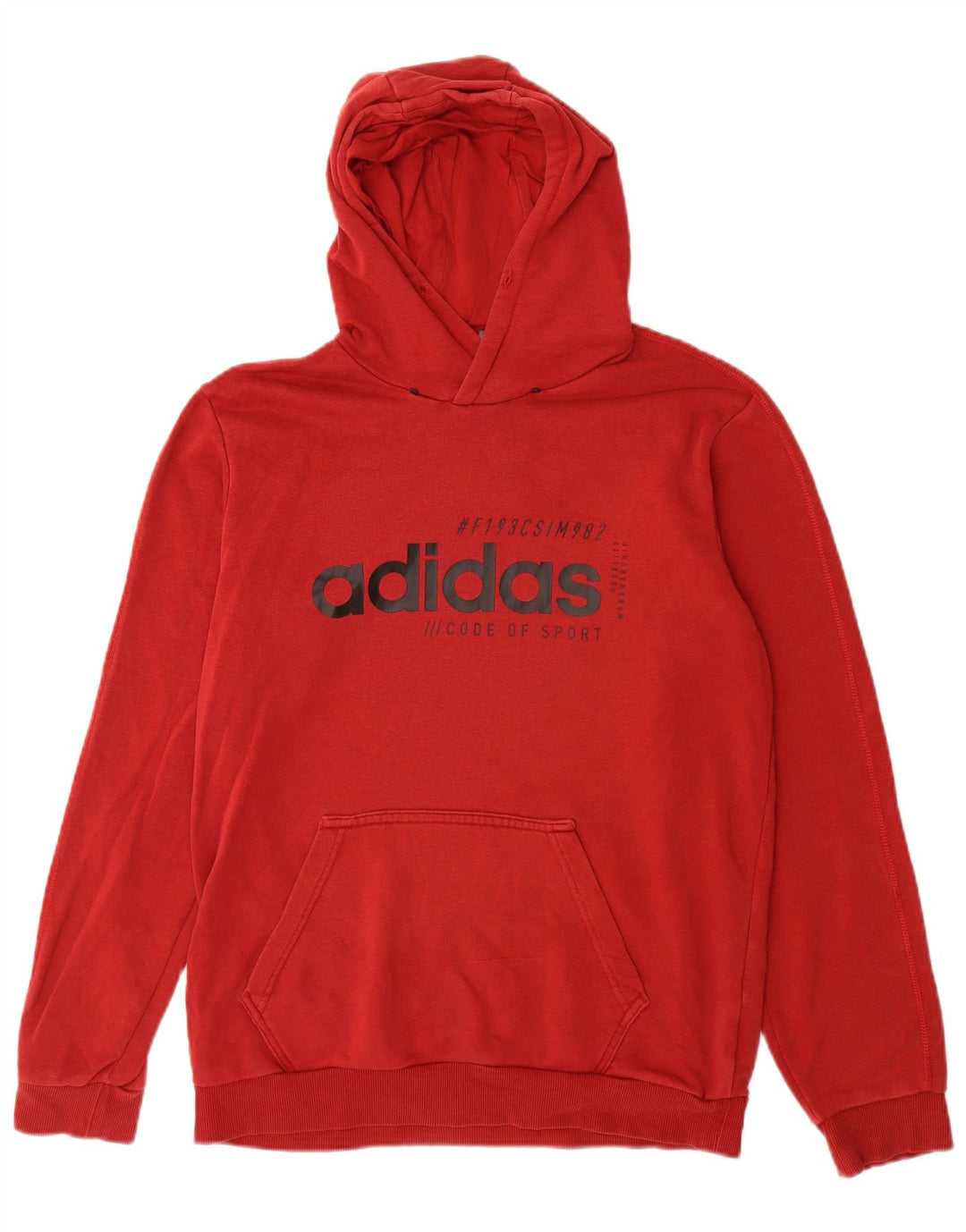 Pulover cu glugă cu grafic pentru bărbați Adidas, bumbac roșu mediu