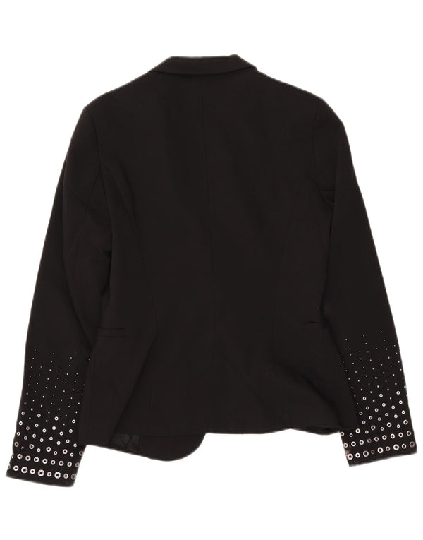 ZARA Womens 1 Button Blazer Jacket UK 12 Medium Black Polyester