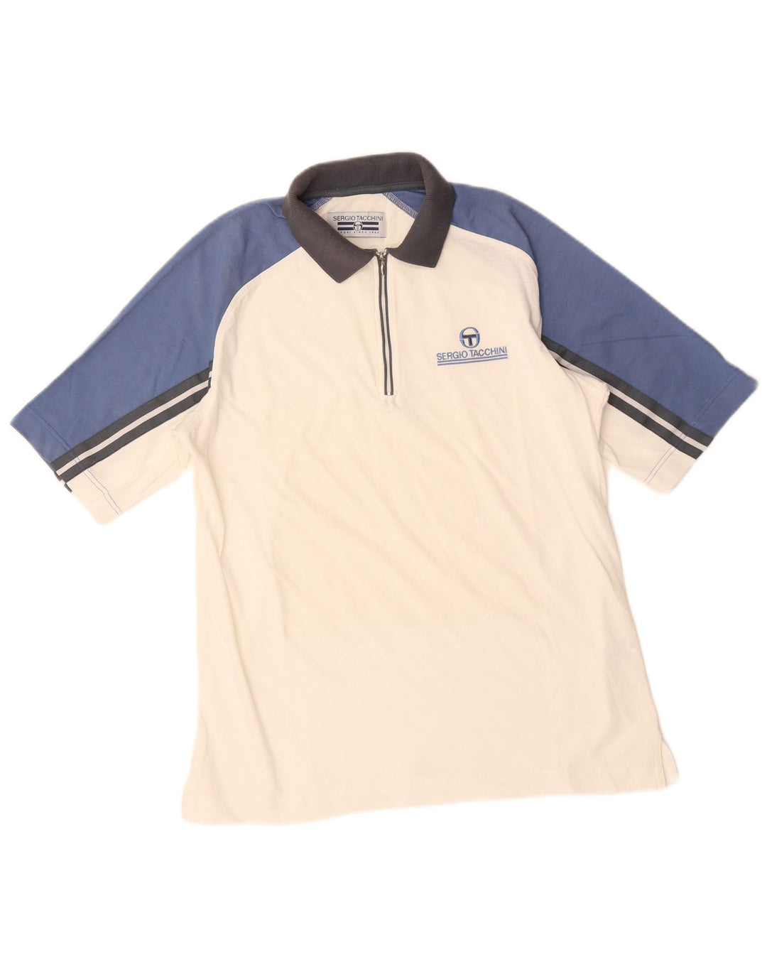 SERGIO TACCHINI Tricou polo bărbătesc din bumbac alb mediu, bloc de culoare
