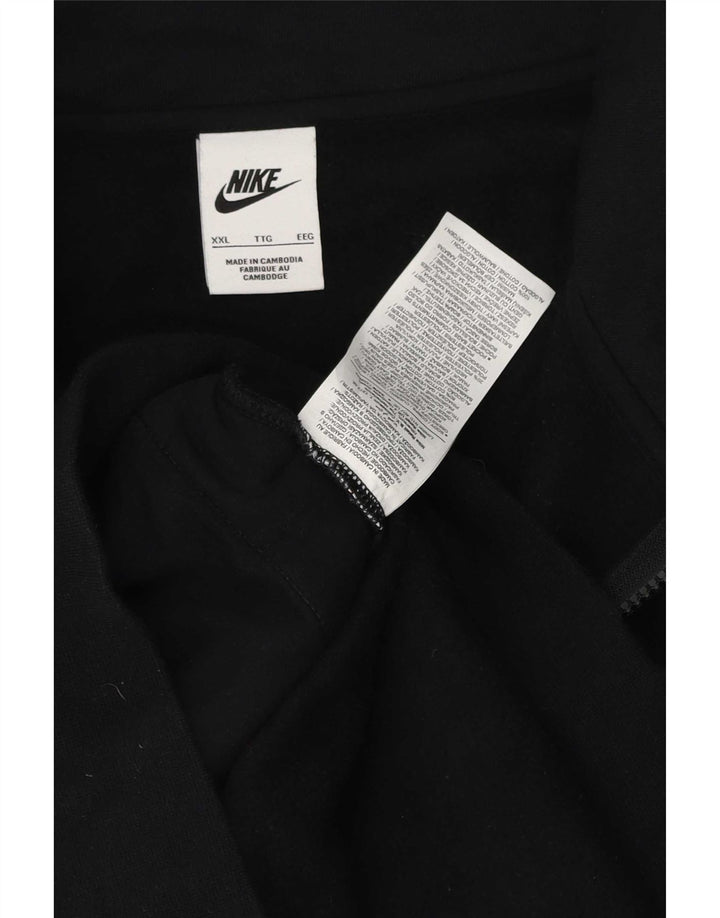 Pulover Nike pentru bărbați, cu fermoar și gât, bumbac negru 2XL