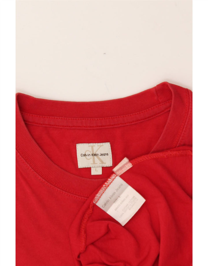 CALVIN KLEIN Mens Graphic T-Shirt Top Large Red Cotton Vintage Calvin Klein and Second-Hand Calvin Klein from Messina Hembry 