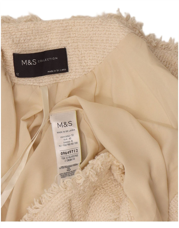 Jachetă pentru femei Marks & Spencer Open Blazer UK 12 mediu bumbac alb