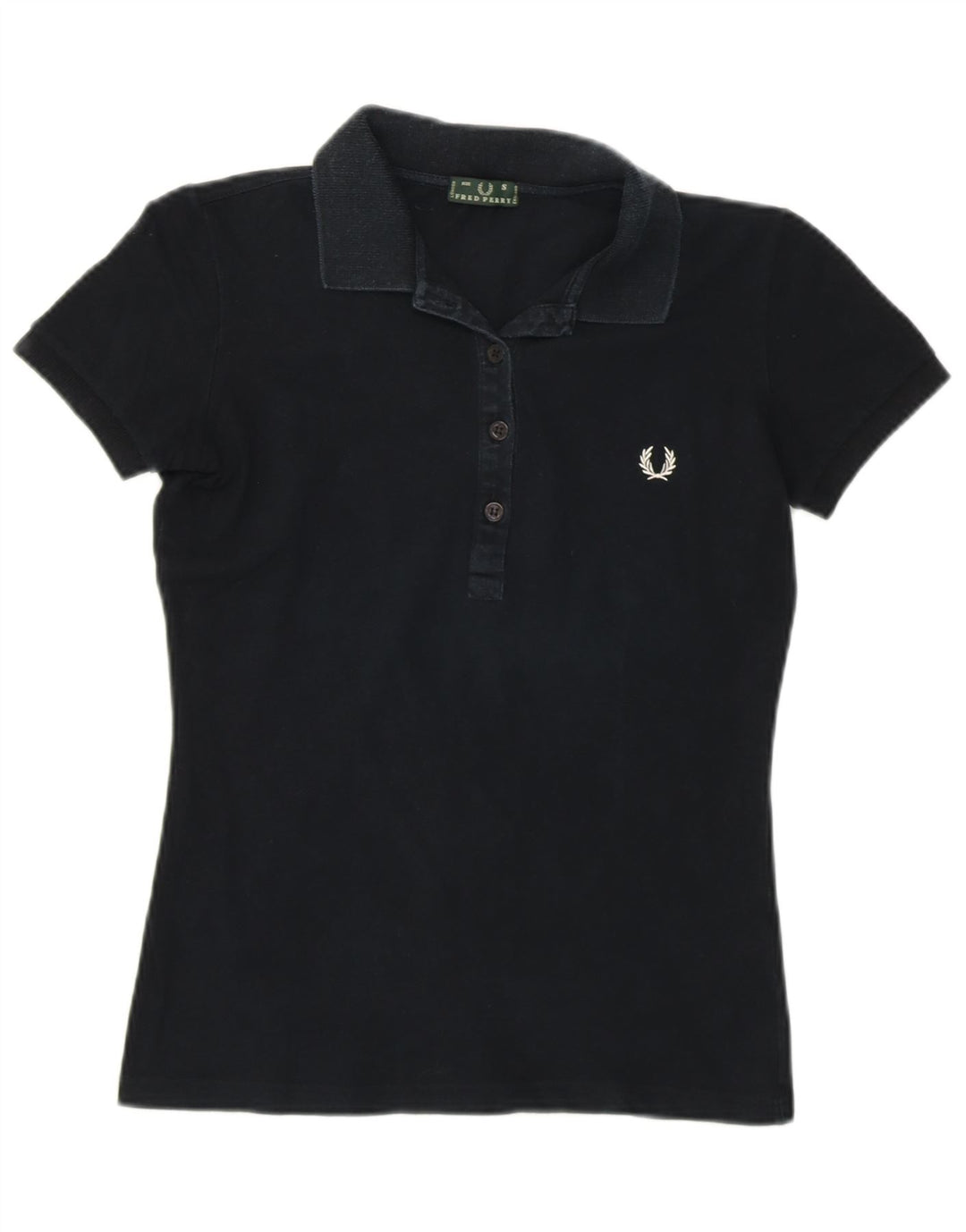 FRED PERRY Tricou polo pentru femei UK 8 mic bumbac negru