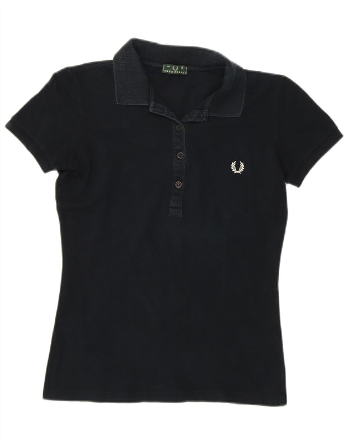FRED PERRY Tricou polo pentru femei UK 8 mic bumbac negru