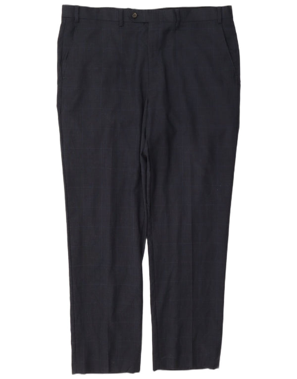 Pantaloni de costum drepți pentru bărbați Ralph Lauren L38 L32 Lână cu carouri bleumarin