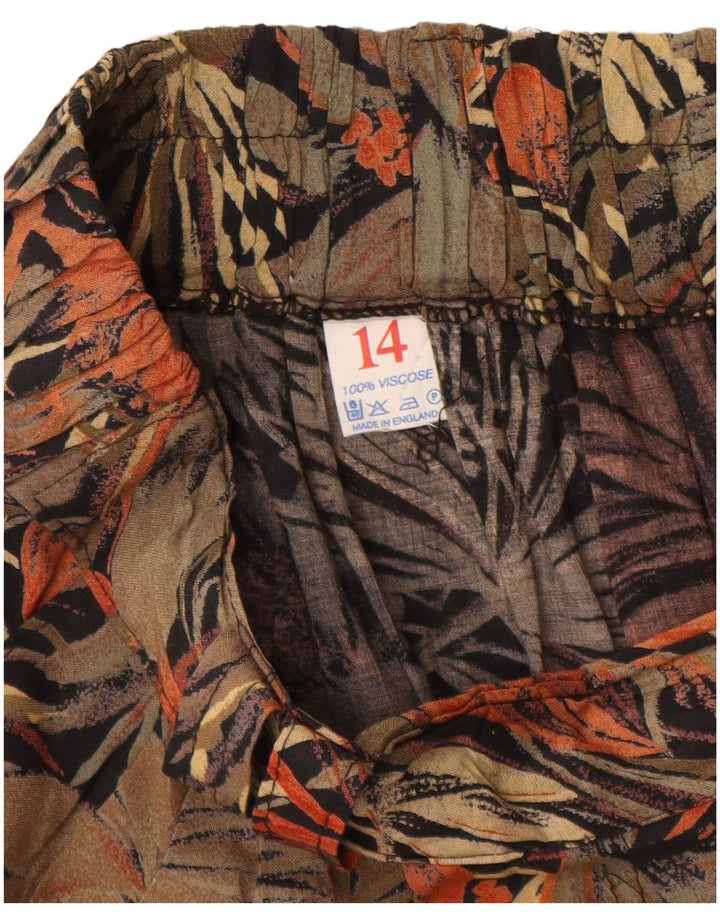 VINTAGE Fusta A-Line pentru femei UK 14 Medium W28 Maro Floral Viscose