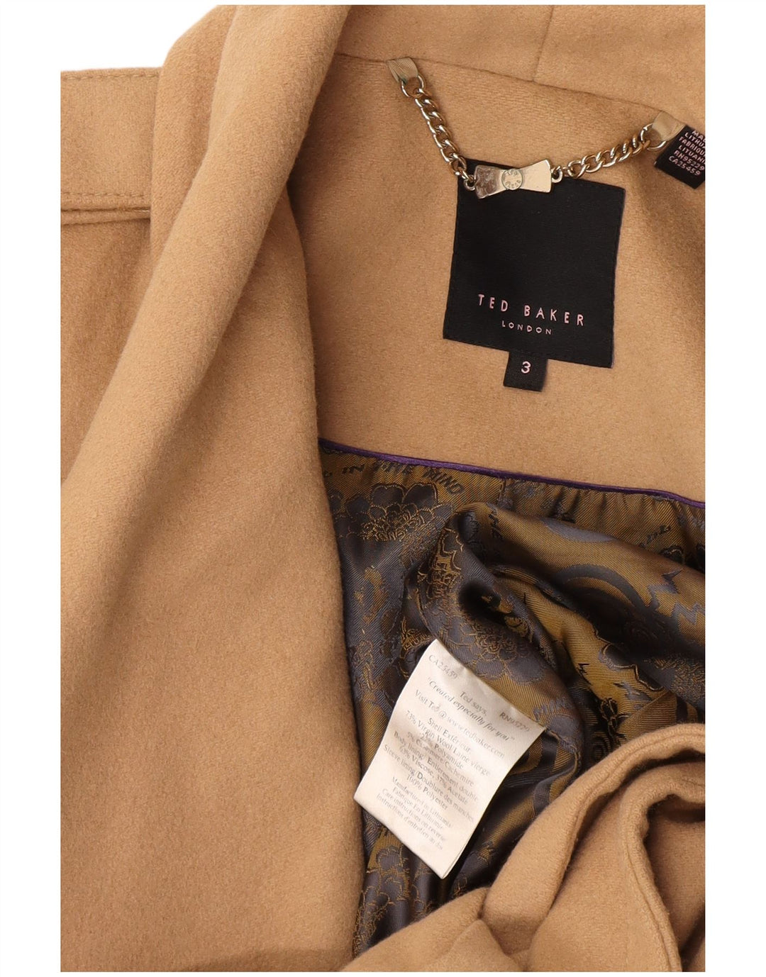 Pardesiu Ted Baker pentru femei Mărimea 3 Lână Bej Mediu