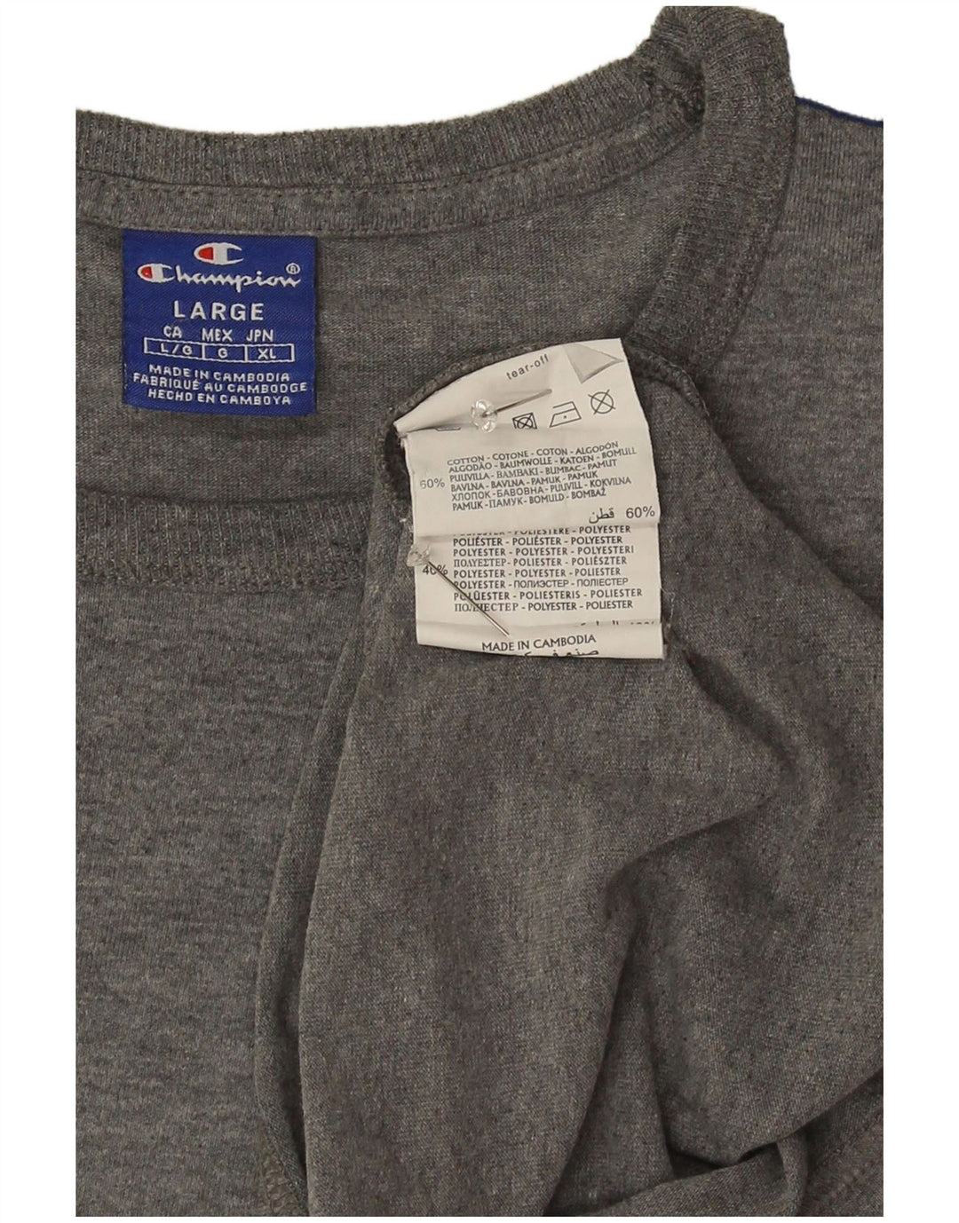 Tricou grafic pentru bărbați Champion Top mare, gri, bumbac color bloc