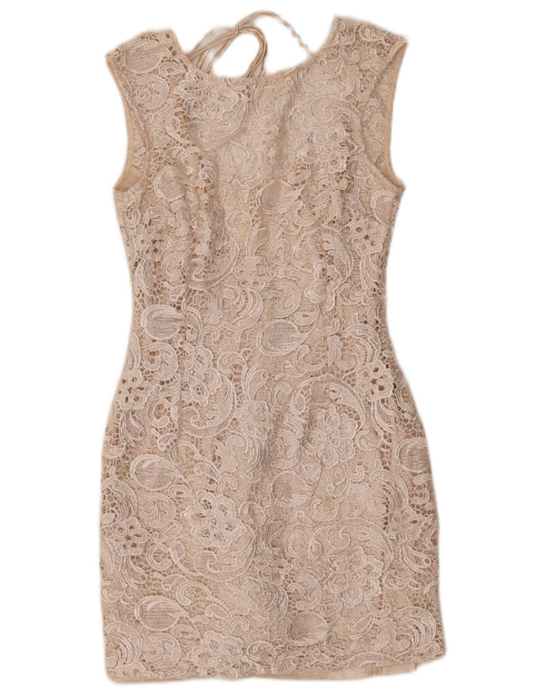 Rochie din dantelă fără mâneci pentru femei Lipsy UK 10 Mic Bej Paisley