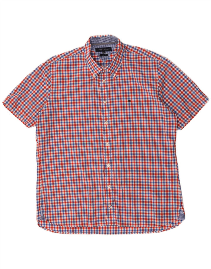 Cămașă personalizată cu mânecă scurtă Tommy Hilfiger pentru bărbați, XL, roșu, vichy