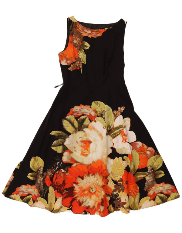 Rochie A-Line fără mâneci pentru femei Debenhams UK 12 Medium Black Floral Bumbac