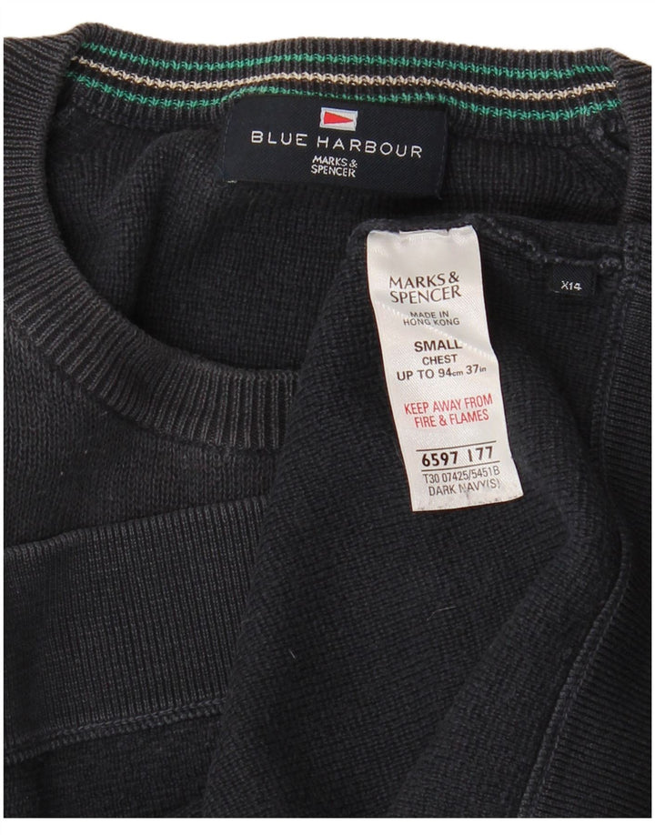 MARKS & SPENCER Hanorac pentru bărbați Blue Harbour Pulover mic din bumbac bleumarin