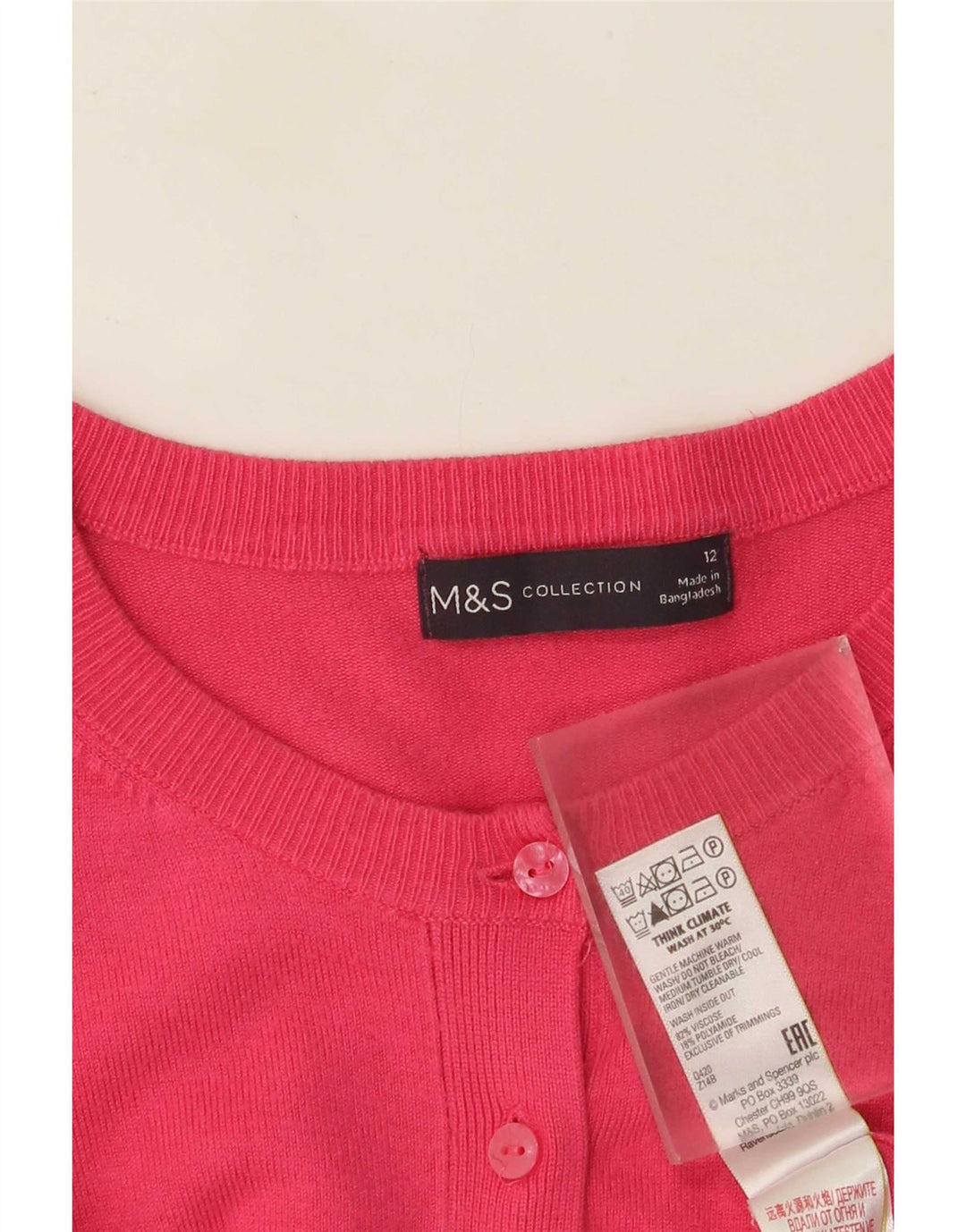 Pulover cardigan pentru femei Marks & Spencer UK 12 Medium Pink Viscose