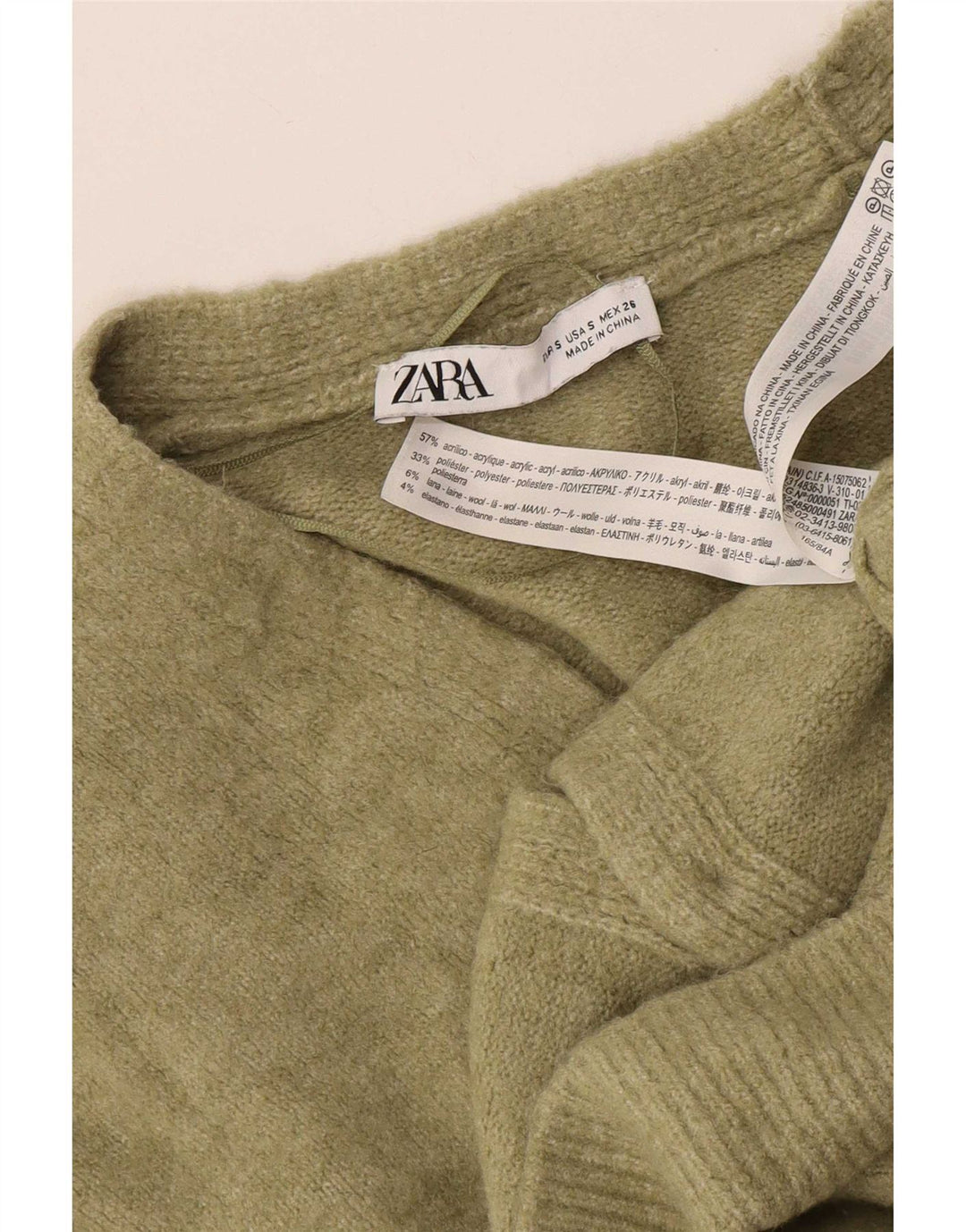 Pulover cardigan supradimensionat pentru femei Zara UK 10 Mic Kaki Acrilic