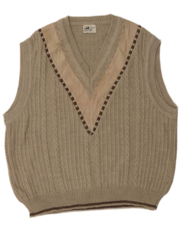 SERGIO BARBIERI Mens Vest Tank Top IT 50 Medium Beige Lână