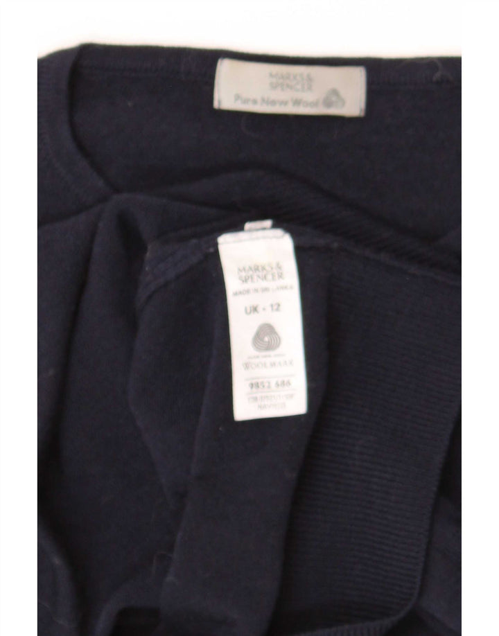 Pulover pentru femei Marks & Spencer cu decolteu triplu UK 12 Mediu Lână bleumarin