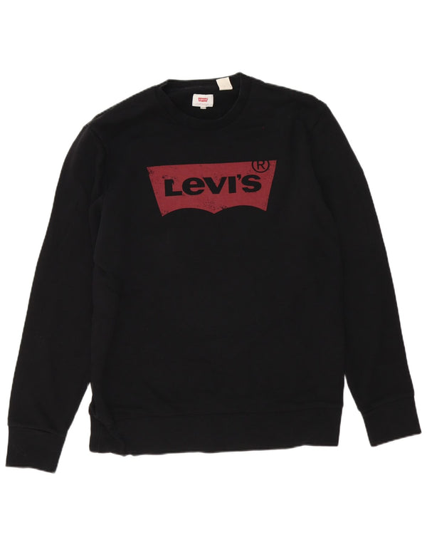 Levi's Pulover grafic pentru bărbați, bumbac mediu negru