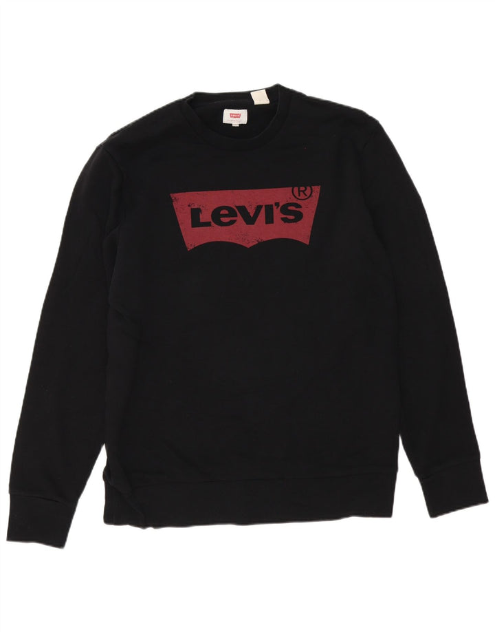 Levi's Pulover grafic pentru bărbați, bumbac mediu negru