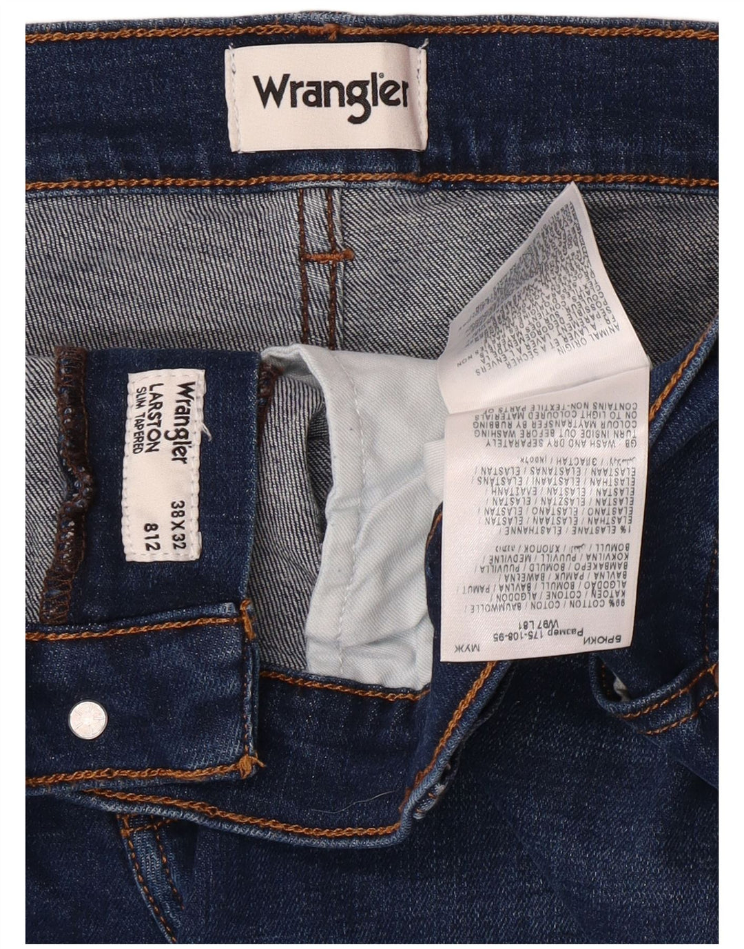 WRANGLER Blugi pentru bărbați Larston Slim Tapered W38 L32 Bumbac albastru