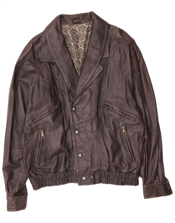 Jachetă de piele vintage pentru bărbați UK 40, mare, maro, din piele