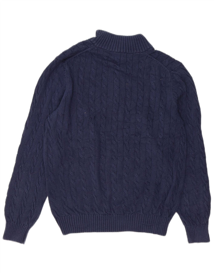 Pulover Izod pentru bărbați, cu fermoar și gât, bumbac, albastru bleumarin mediu