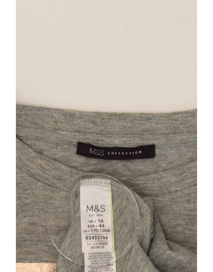 Marks & Spencer Top grafic pentru femei cu mânecă lungă UK 16, mare, gri, bloc de culoare