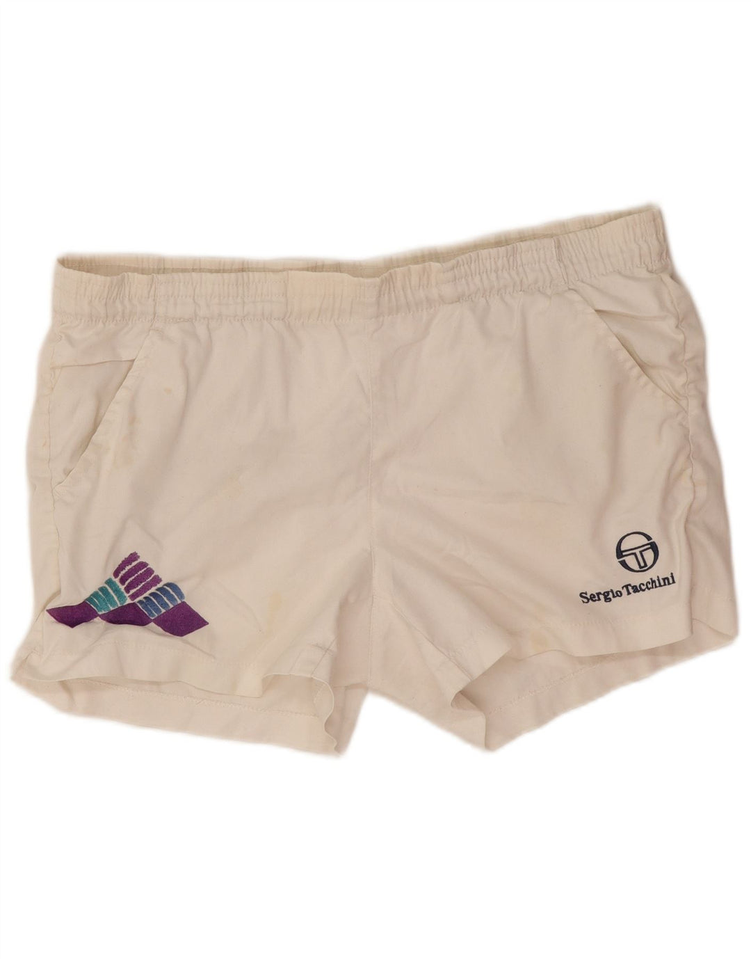 Sergio Tacchini Pantaloni scurți sport grafic pentru bărbați IT 46 Poliester alb mic