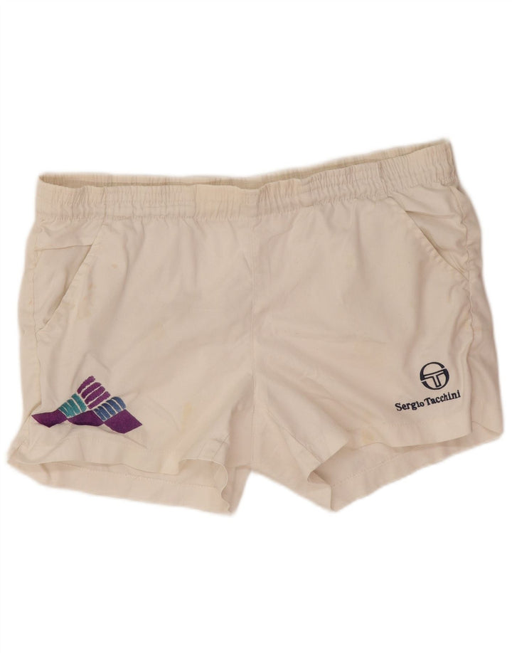 Sergio Tacchini Pantaloni scurți sport grafic pentru bărbați IT 46 Poliester alb mic