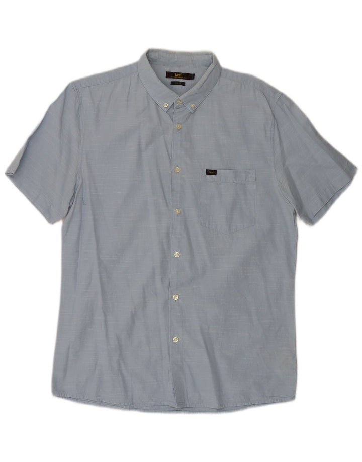 Cămașă Lee pentru bărbați, cu mânecă scurtă, slim fit, mare, albastru, bumbac