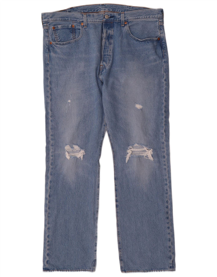 Blugi drepți distressed 501 Levi's pentru bărbați L38 L32 Bumbac albastru
