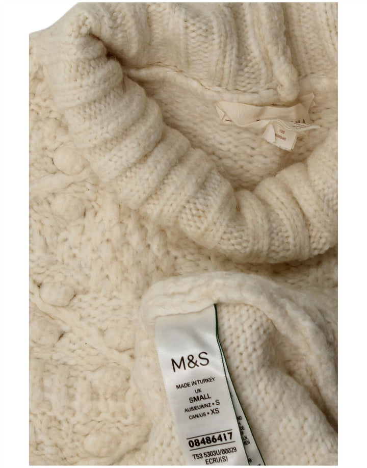Marks & Spencer Pulover cu gât rulat pentru femei UK 10 Small Off White