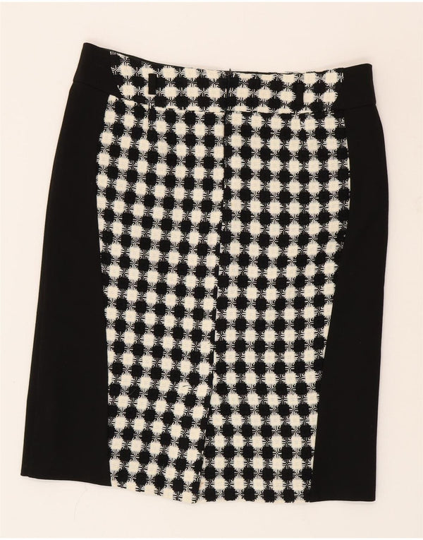 Fusta dreaptă pentru femei vintage UK 16 mare W34 negru geometric acrilic