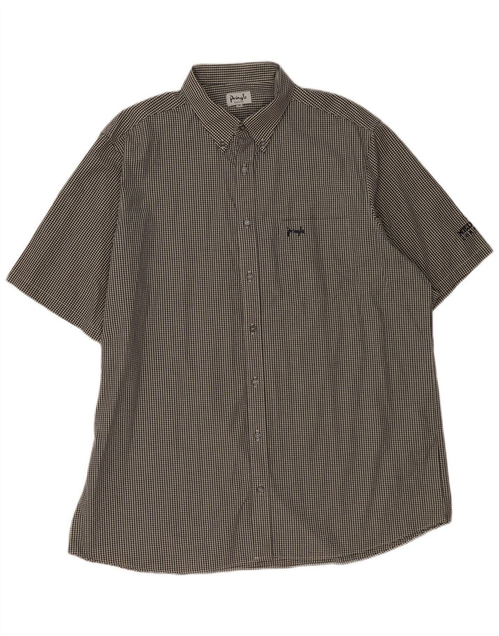 Cămașă cu mânecă scurtă PRINGLE pentru bărbați, bumbac vichy negru XL