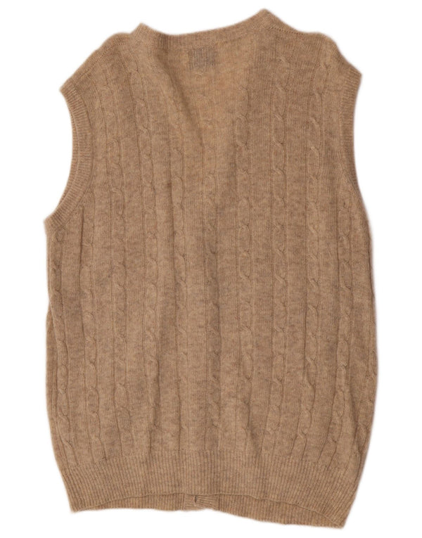 McNeal Mens Sleeveless Cardigan Sweater Medium Beige Flecked Lambswool