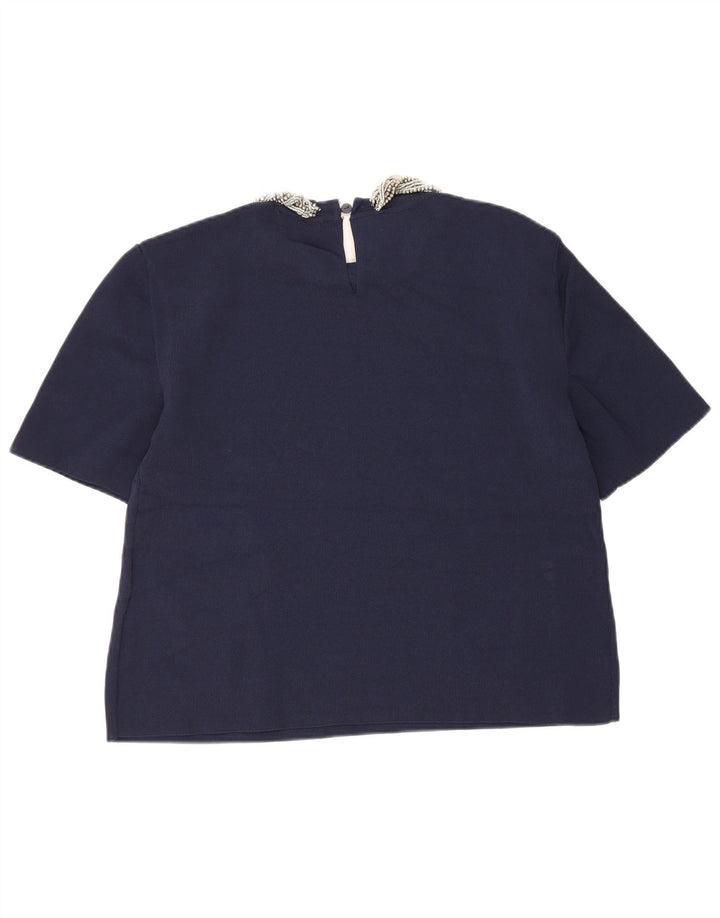 Bluză Crop Top Femei Zara UK 12 Medium Bleumarin Viscoză