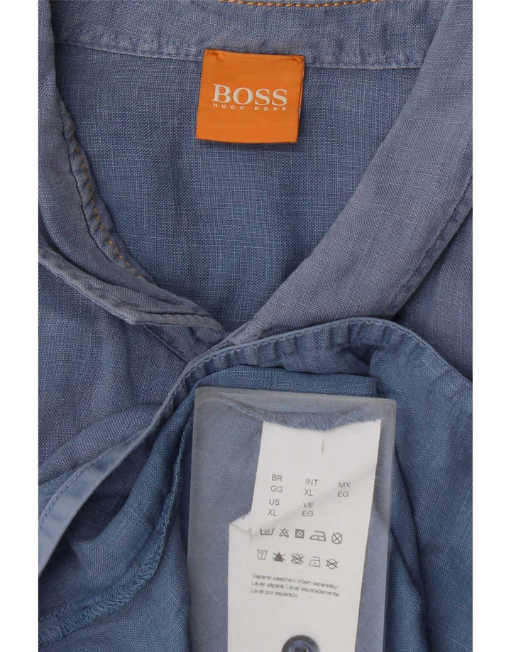 Cămașă cu mânecă scurtă pentru bărbați Hugo Boss, bumbac albastru XL