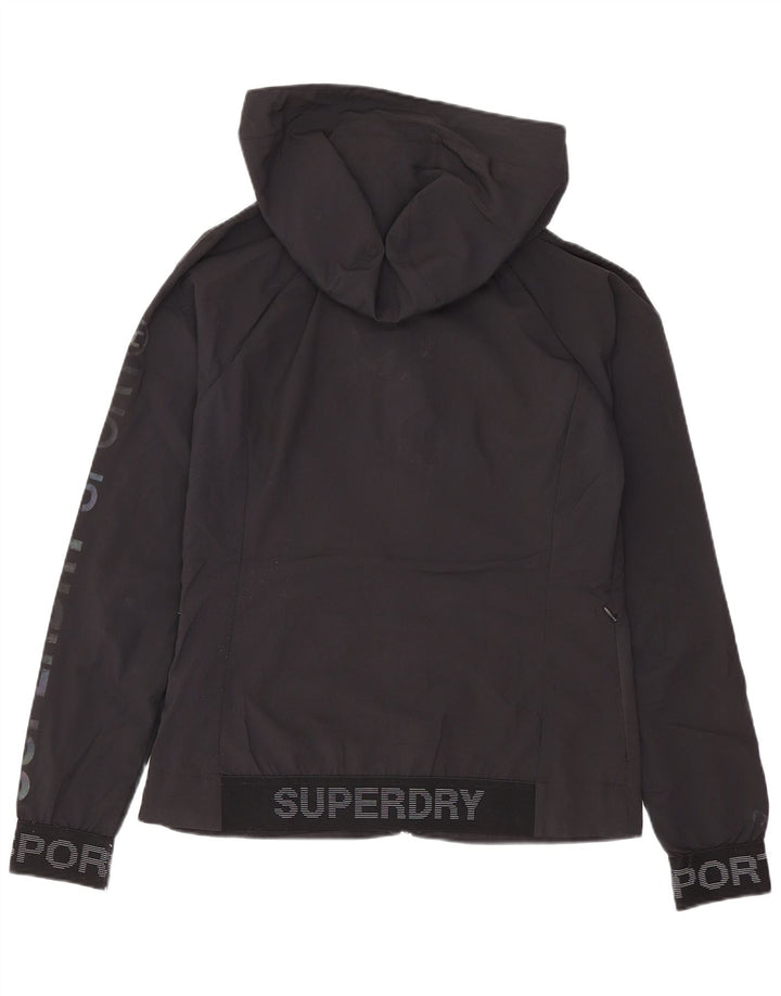 Jachetă de vânt cu glugă Superdry pentru femei UK 8 Poliester negru mic