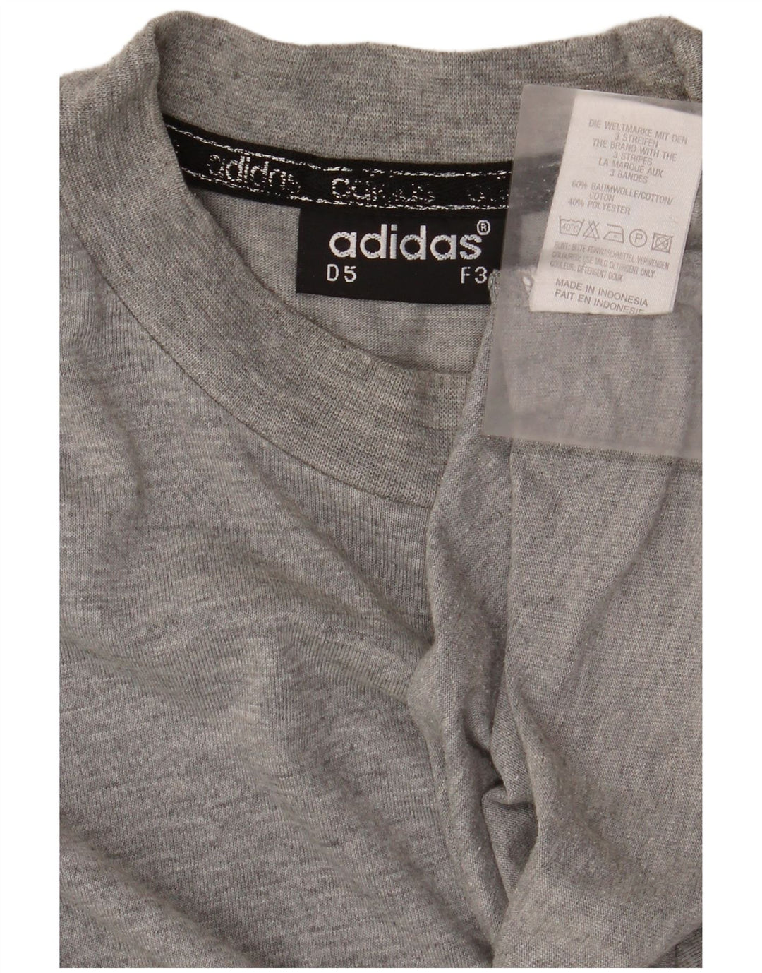 Top cu mânecă lungă pentru bărbați Adidas UK 38/40, bumbac cu pete gri mediu